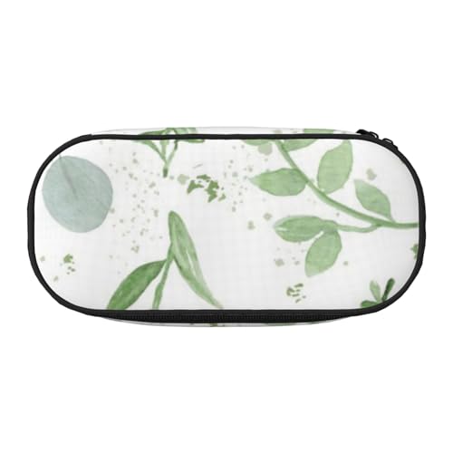 HDTVTV Salbeigrüne Blätter Bleistiftbeutel Stiftetui Tragbare Bleistifttasche Mit Reißverschluss Kosmetiktasche Tasche von HDTVTV