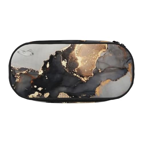 HDTVTV Schwarz-Gold-Kunstgemälde Bleistiftbeutel Stiftetui Tragbare Bleistifttasche Mit Reißverschluss Kosmetiktasche Tasche von HDTVTV