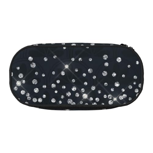 HDTVTV Schwarz Silber Glitzer Diamant Funkelnd Bleistiftbeutel Stiftetui Tragbare Bleistifttasche Mit Reißverschluss Kosmetiktasche Tasche von HDTVTV