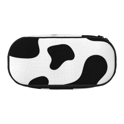HDTVTV Schwarz-weiße Kuhhaut Bleistiftbeutel Stiftetui Tragbare Bleistifttasche Mit Reißverschluss Kosmetiktasche Tasche von HDTVTV
