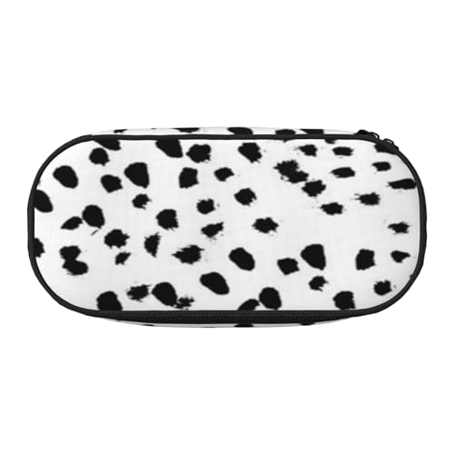 HDTVTV Schwarz-weißer Tierdruck Dalmatiner Punkte Bleistiftbeutel Stiftetui Tragbare Bleistifttasche Mit Reißverschluss Kosmetiktasche Tasche von HDTVTV