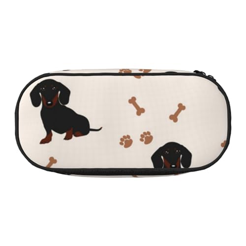 HDTVTV Süßer Dackel Bleistiftbeutel Stiftetui Tragbare Bleistifttasche Mit Reißverschluss Kosmetiktasche Tasche von HDTVTV