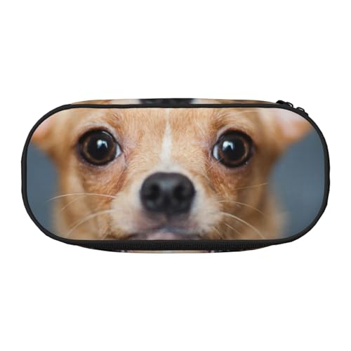 HDTVTV Süßer lustiger Chihuahua-Hund Bleistiftbeutel Stiftetui Tragbare Bleistifttasche Mit Reißverschluss Kosmetiktasche Tasche von HDTVTV