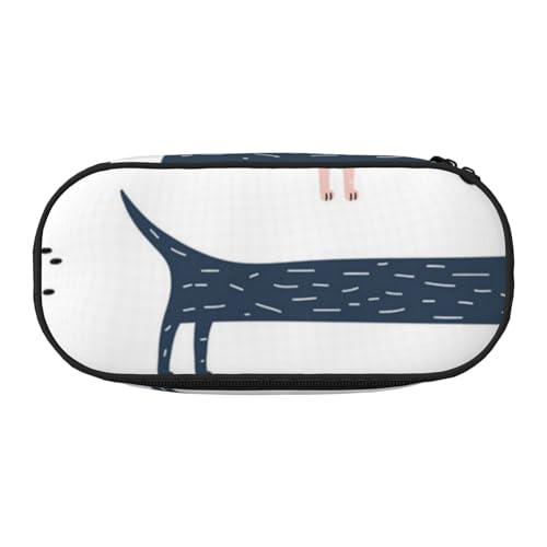 HDTVTV Süßer marineblauer Dackel Bleistiftbeutel Stiftetui Tragbare Bleistifttasche Mit Reißverschluss Kosmetiktasche Tasche von HDTVTV