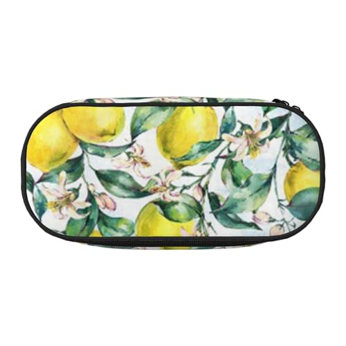 HDTVTV Vintage gelbe Frucht Zitrone Bleistiftbeutel Stiftetui Tragbare Bleistifttasche Mit Reißverschluss Kosmetiktasche Tasche von HDTVTV