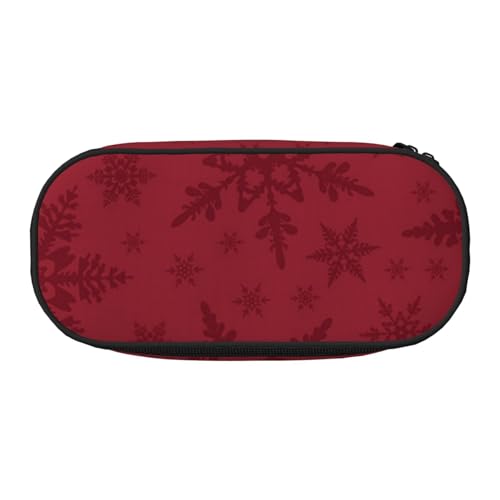 HDTVTV Weihnachten Rote Weihnachtsschneeflocke Bleistiftbeutel Stiftetui Tragbare Bleistifttasche Mit Reißverschluss Kosmetiktasche Tasche von HDTVTV