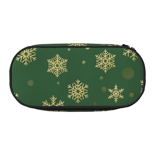 HDTVTV Weihnachten mit goldenen Schneeflocken Bleistiftbeutel Stiftetui Tragbare Bleistifttasche Mit Reißverschluss Kosmetiktasche Tasche von HDTVTV