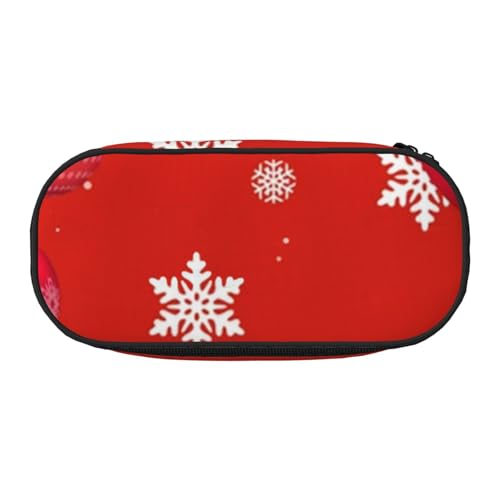 HDTVTV Weihnachtskugeln Rot Weiß Weihnachtskugeln Schneeflocken Bleistiftbeutel Stiftetui Tragbare Bleistifttasche Mit Reißverschluss Kosmetiktasche Tasche von HDTVTV
