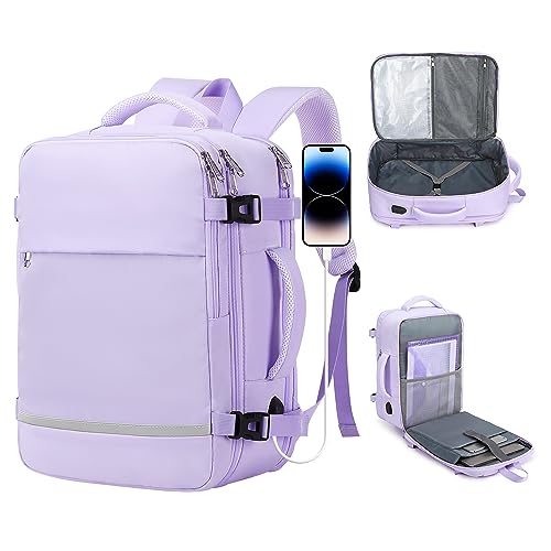 HDeye Lila Damen-Reiserucksack, Großer Handgepäck Rucksack mit 15.6 Zoll Laptop-Fach, 35 Liter, 6 Taschen, Softshell, Erweiterbar, 180°-Öffnung, nicht wasserfest, für Reisen und Universität HDeye Lila Damen-Reiserucksack, Großer Handgepäck Rucksack mit 15.6 Zoll Laptop-Fach, 35 Liter, 6 Taschen, Softshell, Erweiterbar, 180°-Öffnung, nicht wasserfest, für Reisen und Universität von HDeye