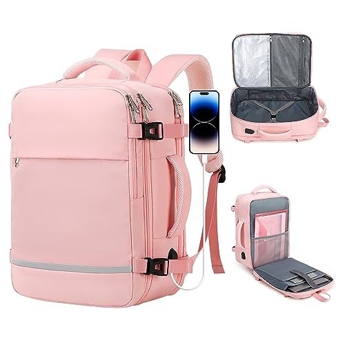 HDeye Reiserucksack Damen, Großer Handgepäck Rucksack, Erweiterbare Handgepäcktasche, 15.6 Zoll Laptop Rucksack, Rucksack für Wandern im Freien Geschäftsreise, Rosa HDeye Reiserucksack Damen, Großer Handgepäck Rucksack, Erweiterbare Handgepäcktasche, 15.6 Zoll Laptop Rucksack, Rucksack für Wandern im Freien Geschäftsreise, Rosa von HDeye