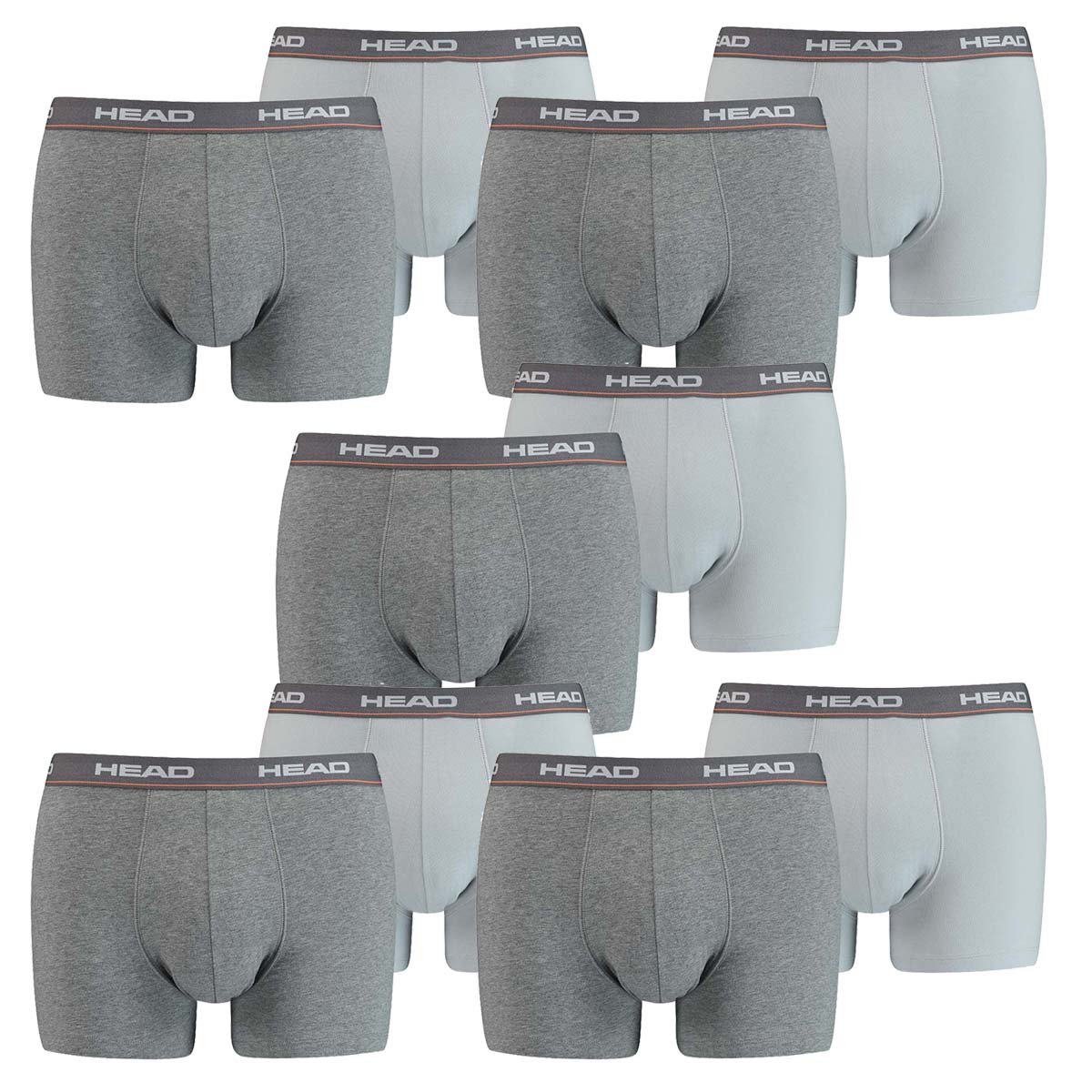 10 er Pack Head Herren Boxer Boxershorts Basic Pant Unterwäsche GRAU von HEAD