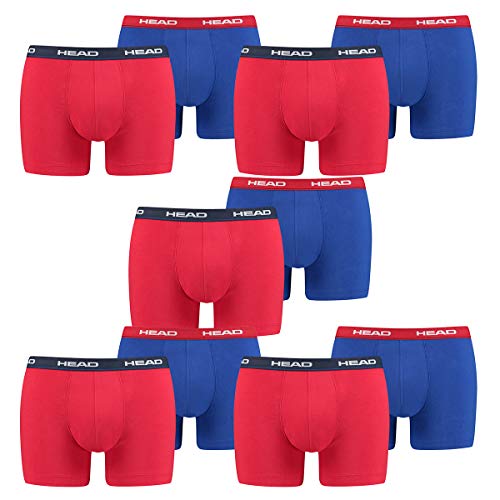 HEAD 10 er Pack Herren Boxer Boxershorts Basic Pant Unterwäsche, Farbe:White/Blue/Red, Bekleidungsgröße:L von HEAD