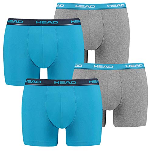 HEAD 4 er Pack Herren Boxer Boxershorts Basic Pant Unterwäsche, Farbe:White/Blue/Grey, Bekleidungsgröße:L von HEAD