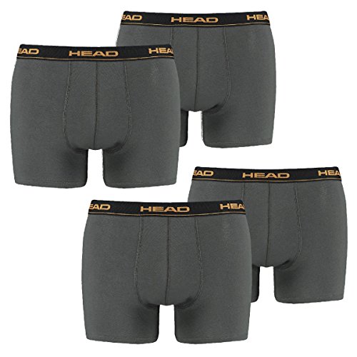 HEAD 4 er Pack Herren Boxer Boxershorts Basic Pant Unterwäsche, Farbe:862 - Dark Shadow, Bekleidungsgröße:M von HEAD