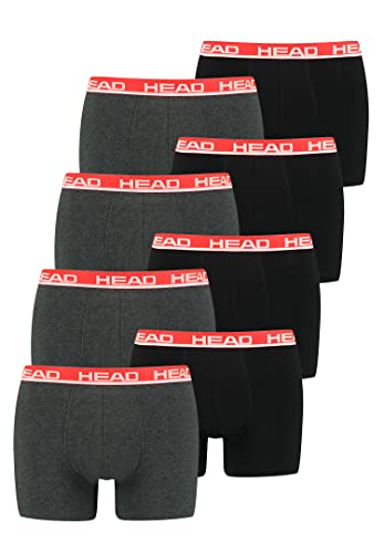 HEAD 8 er Pack Herren Boxer Boxershorts Basic Pant Unterwäsche, Farbe:011 - Grey/Red, Bekleidungsgröße:M von HEAD