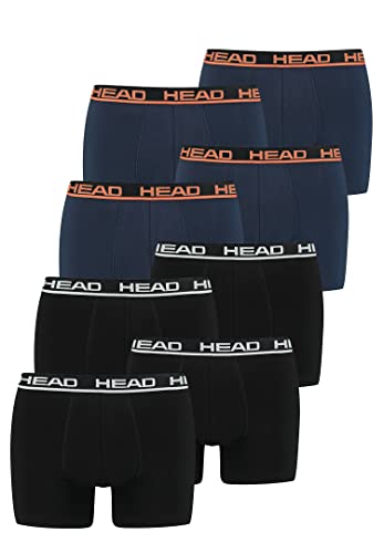 HEAD 8 er Pack Herren Boxer Boxershorts Basic Pant Unterwäsche, Farbe:Black/Blue Orange, Bekleidungsgröße:L von HEAD