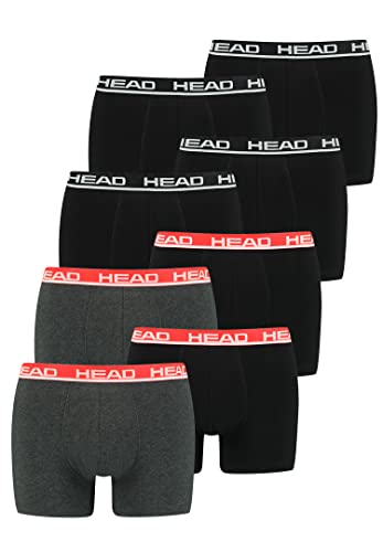 HEAD 8 er Pack Herren Boxer Boxershorts Basic Pant Unterwäsche, Farbe:Black/Grey Red, Bekleidungsgröße:L von HEAD