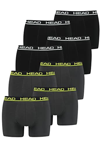 HEAD 8 er Pack Herren Boxer Boxershorts Basic Pant Unterwäsche, Farbe:Black/Phantom Lime, Bekleidungsgröße:L von HEAD