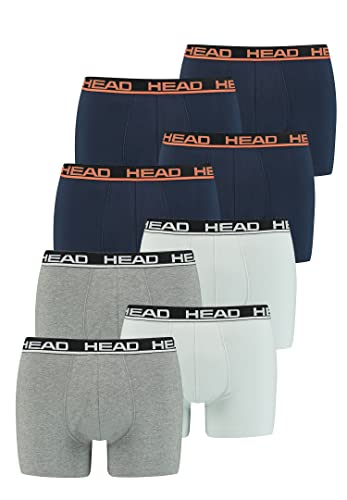 HEAD 8 er Pack Herren Boxer Boxershorts Basic Pant Unterwäsche, Farbe:Grey Combo/Blue Orange, Bekleidungsgröße:L von HEAD