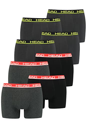 HEAD 8 er Pack Herren Boxer Boxershorts Basic Pant Unterwäsche, Farbe:Phantom Lime/Grey Red, Bekleidungsgröße:L von HEAD