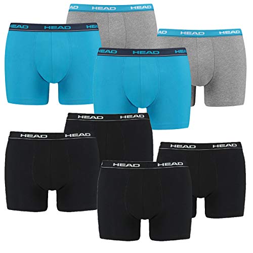 HEAD 8 er Pack Herren Boxer Boxershorts Basic Pant Unterwäsche, Farbe:Schwarz/Blau/Grau, Bekleidungsgröße:L von HEAD