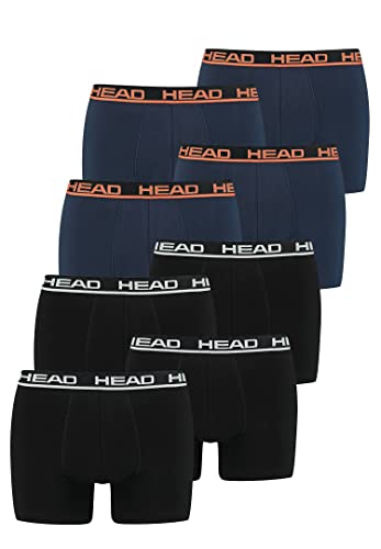 HEAD 8 er Pack Herren Boxer Boxershorts Basic Pant Unterwäsche, Farbe:Black/Blue Orange, Bekleidungsgröße:M von HEAD