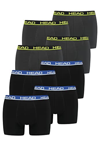HEAD 8 er Pack Herren Boxer Boxershorts Basic Pant Unterwäsche, Farbe:Phantom Lime/Black Blue, Bekleidungsgröße:S von HEAD