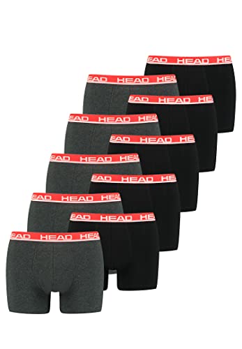 HEAD Herren Boxershorts Unterhosen Unterwäsche 10P (Grey/Red, L) von HEAD