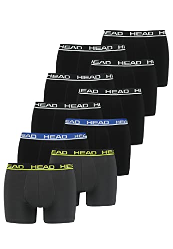 HEAD Basic Boxer Shorts Herren Unterwäsche Unterhose 10 er Pack, Farbe:Black/Black Blue/Phantom Lime, Bekleidungsgröße:XL von HEAD