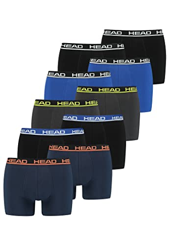 HEAD Basic Boxer Shorts Herren Unterwäsche Unterhose 10 er Pack, Farbe:Black/Black Blue/Phantom Lime/Blue Orange/Blue Black, Bekleidungsgröße:XL von HEAD