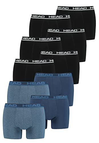 HEAD Basic Boxer Shorts Herren Unterwäsche Unterhose 10 er Pack, Farbe:Black/Blue Heaven, Bekleidungsgröße:S von HEAD