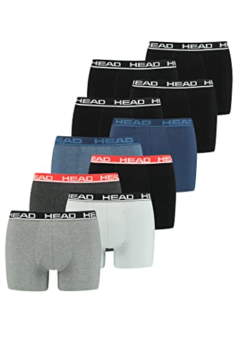 HEAD Basic Boxer Shorts Herren Unterwäsche Unterhose 10 er Pack, Farbe:Black/Blue Heaven/Grey Red/Grey Combo, Bekleidungsgröße:S von HEAD