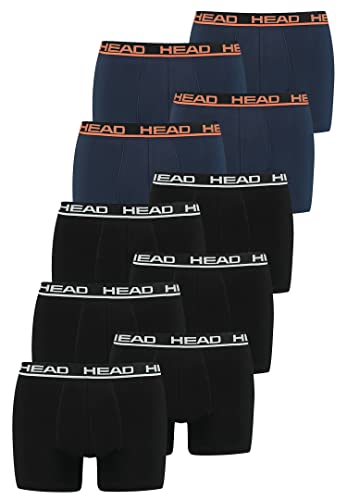 HEAD Basic Boxer Shorts Herren Unterwäsche Unterhose 10 er Pack, Farbe:Black/Blue Orange, Bekleidungsgröße:S von HEAD