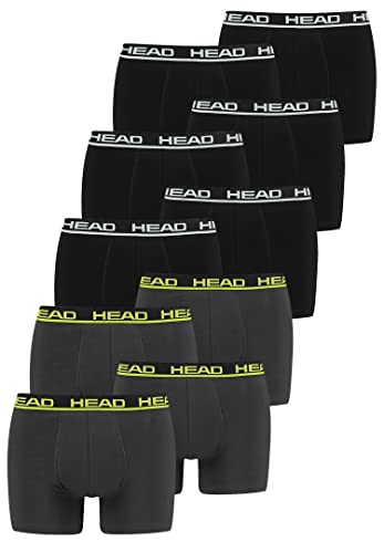 HEAD Basic Boxer Shorts Herren Unterwäsche Unterhose 10 er Pack, Farbe:Black/Phantom Lime, Bekleidungsgröße:L von HEAD