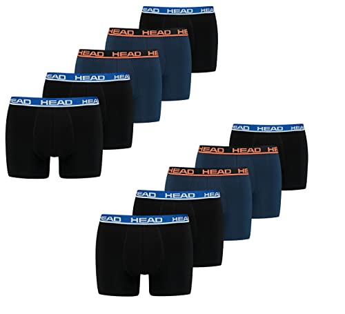 HEAD Basic Boxer Shorts Herren Unterwäsche Unterhose 10 er Pack,Black/Blue M von HEAD