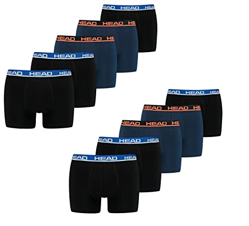 HEAD Basic Boxer Shorts Herren Unterwäsche Unterhose 10 er Pack,Black/Blue XL von HEAD