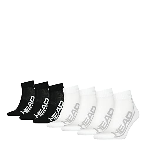 HEAD Damen Herren Unisex Performance Quarter Socken Sportsocken 7er Pack (35-38, White/Black) von HEAD
