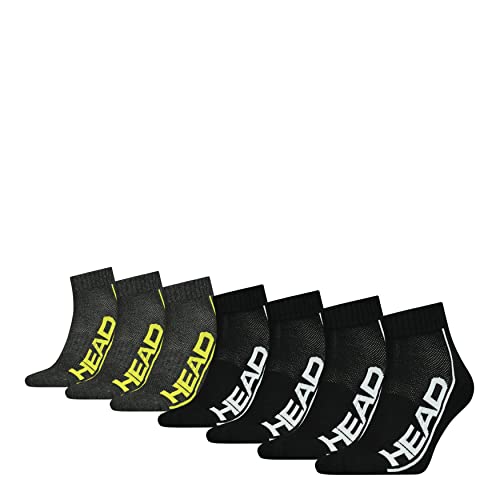 HEAD Damen Herren Unisex Performance Quarter Socken Sportsocken 7er Pack (39-42, Black/Dark Grey) von HEAD