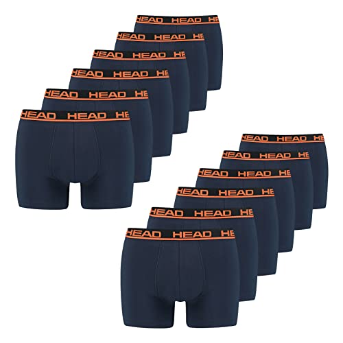 Head Herren-Boxershort Basic, 12er-Pack Large 493 - Peacoat/Orange von HEAD