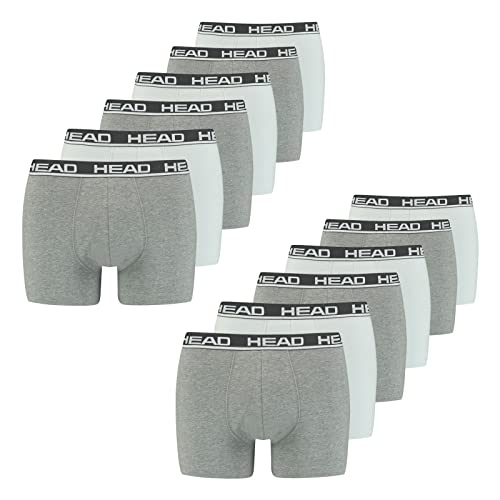 HEAD Herren Basic Boxer Cotton Stretch 12er Pack, Wäschegröße:L, Artikel:-012 Grey Combo von HEAD