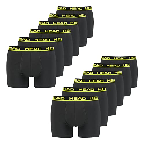 HEAD Herren Basic Boxer Cotton Stretch 12er Pack, Wäschegröße:S, Artikel:-009 Phantom/Lime Punch von HEAD