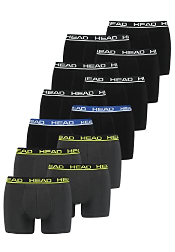 HEAD Herren Basic Boxer Pant Shorts Unterwäsche Unterhose 12 er Pack, Farbe:Black/Black Blue/Phantom Lime, Bekleidungsgröße:S von HEAD