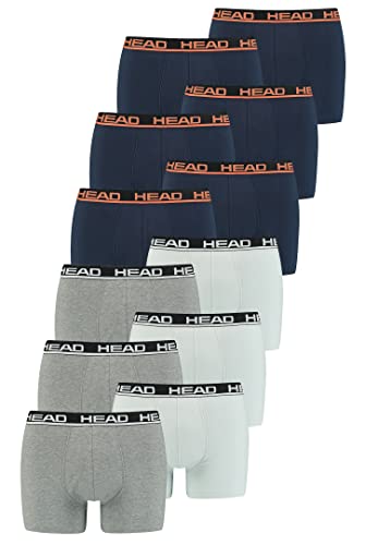 HEAD Herren Basic Boxer Pant Shorts Unterwäsche Unterhose 12 er Pack, Farbe:Grey Combo/Blue Orange, Bekleidungsgröße:M von HEAD