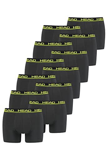 HEAD Herren Basic Boxer Pant Shorts Unterwäsche Unterhose 12 er Pack, Farbe:009 - Phantom/Lime, Bekleidungsgröße:M von HEAD