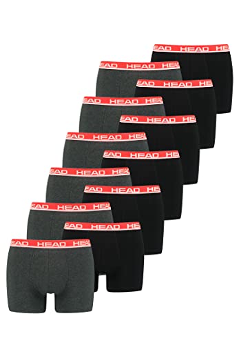 HEAD Herren Basic Boxer Pant Shorts Unterwäsche Unterhose 12 er Pack, Farbe:011 - Grey/Red, Bekleidungsgröße:L von HEAD