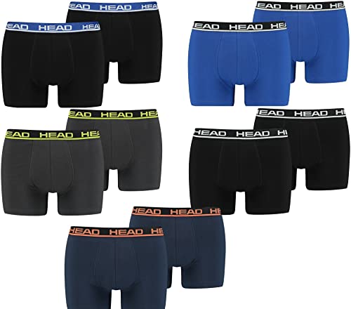 HEAD Herren Basic Boxer Pant Shorts Unterwäsche Unterhose 12 er Pack, Farbe:Black/Black Blue/Phantom Lime/Blue Orange/Blue Black, Bekleidungsgröße:XL von HEAD