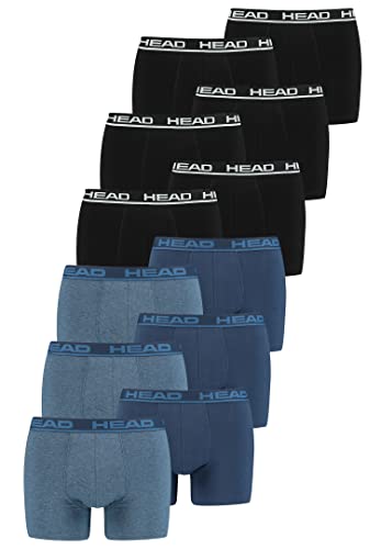 HEAD Herren Basic Boxer Pant Shorts Unterwäsche Unterhose 12 er Pack, Farbe:Black/Blue Heaven, Bekleidungsgröße:L von HEAD