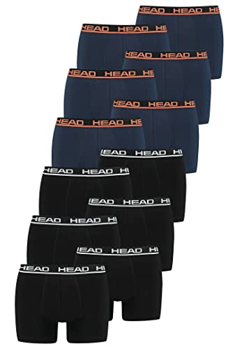 HEAD Herren Basic Boxer Pant Shorts Unterwäsche Unterhose 12 er Pack, Farbe:Black/Blue Orange, Bekleidungsgröße:S von HEAD