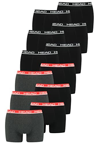 HEAD Herren Basic Boxer Pant Shorts Unterwäsche Unterhose 12 er Pack, Farbe:Black/Grey Red, Bekleidungsgröße:XL von HEAD
