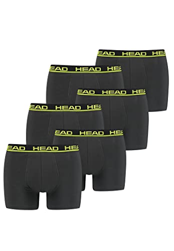 HEAD Herren Basic Boxer Pant Shorts Unterwäsche Unterhose 6 er Pack, Farbe:009 - Phantom/Lime, Bekleidungsgröße:M von HEAD